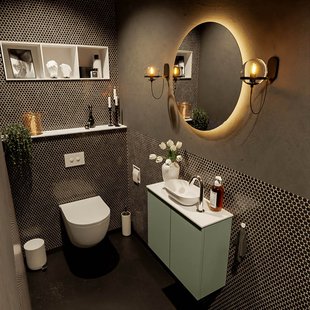 MONDIAZ FOWY toiletmeubel 60cm kleur army. Waskom positie midden kleur talc | talc. Met 1 kraangat