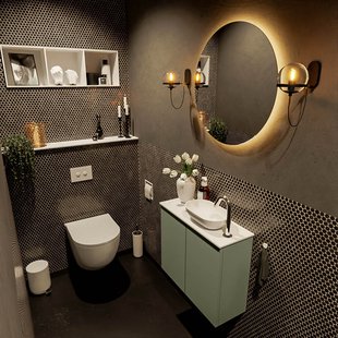 MONDIAZ FOWY toiletmeubel 60cm kleur army. Waskom positie rechts kleur talc | talc. Met 1 kraangat