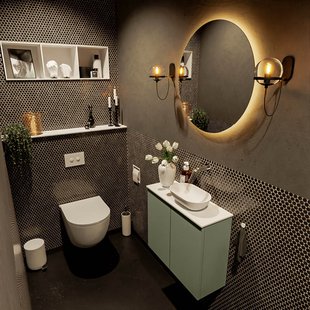 MONDIAZ FOWY toiletmeubel 60cm kleur army. Waskom positie rechts kleur talc | talc. Zonder kraangat