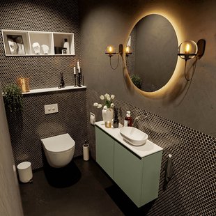 MONDIAZ FOWY toiletmeubel 80cm kleur army. Waskom positie rechts kleur talc | talc. Zonder kraangat