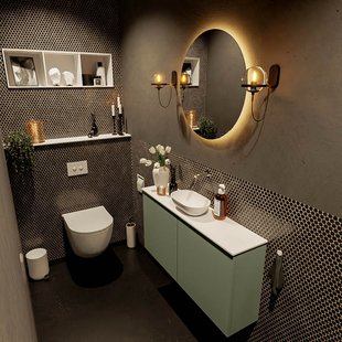 MONDIAZ FOWY toiletmeubel 100cm kleur army. Waskom positie midden kleur talc | talc. Zonder kraangat