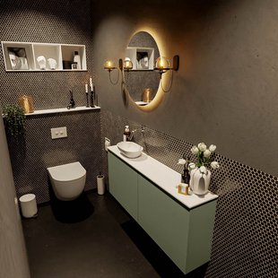 MONDIAZ FOWY toiletmeubel 120cm kleur army. Waskom positie links kleur talc | talc. Zonder kraangat