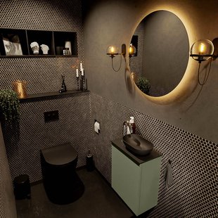 MONDIAZ FOWY toiletmeubel 40cm kleur army. Waskom positie rechts kleur urban | urban. Met 1 kraangat