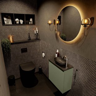 MONDIAZ FOWY toiletmeubel 50cm kleur army. Waskom positie rechts kleur urban | urban. Met 1 kraangat