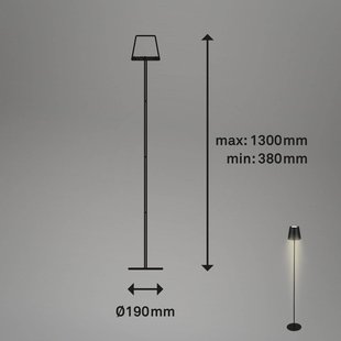Briloner Kiki LED vloerlamp, 3.000K, zwart, IP44