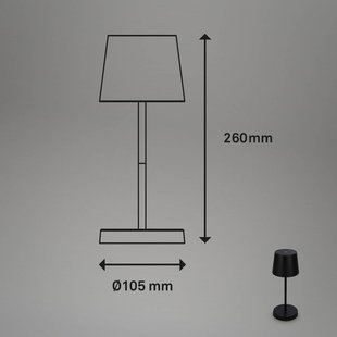 Briloner Piha LED tafellamp met oplaadbare batterij, zwart Briloner Piha LED tafellamp met oplaadbare batterij, zwart