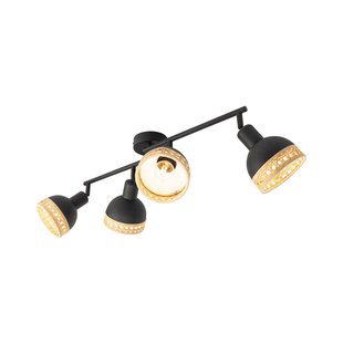 Lindby Lonnaris spot, rotan, zwart, 4-lamps.