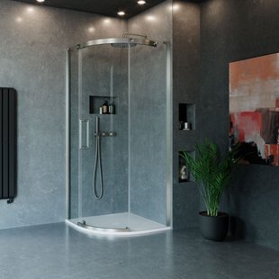 Crosswater Optix Douchecabine 90x90cm - kwartrond - deur links - RVS geborsteld OXQSVC0900_L Crosswater Optix Douchecabine 90x90cm - kwartrond - deur links - RVS geborsteld OXQSVC0900_L