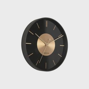 Karlsson - Wandklok Gold Disc - Zwart - Ø35cm