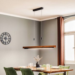 Quitani hanglamp Keijo, zwart/noot, 123 cm