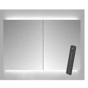 Spiegelkast Sanicare Qlassics Ambiance 120x60 cm Met Dubbelzijdige Spiegeldeuren, LED Verlichting En Afstandsbediening Grey Wood Spiegelkast Sanicare Qlassics Ambiance 120x60 cm Met Dubbelzijdige Spiegeldeuren, LED Verlichting En Afstandsbediening Grey Wood