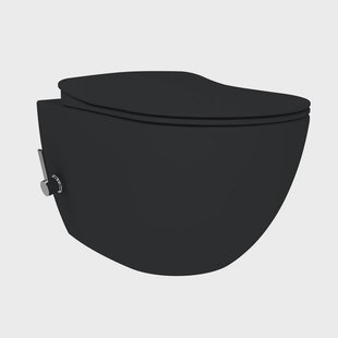 Wandcloset BWS Rimoff Ophang toilet met bidetkraan Warm en Koud Water Mat Zwart (Exclusief zitting)