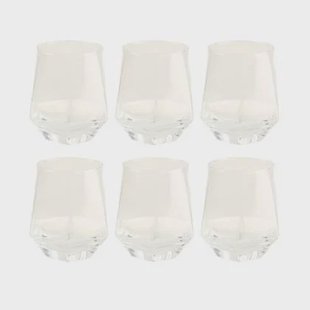 OTIX Waterglazen Set van 6 300ml Diamant vorm Transparant Glas