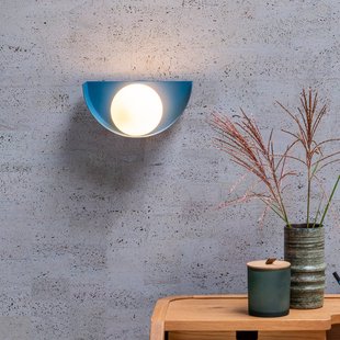 Lucide Wandlamp Benni met bolkap van glas, blauw