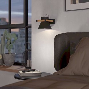 EGLO Wandlamp Maccles in zwart met hout