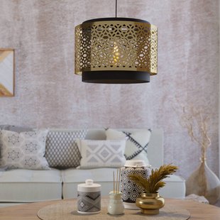 EGLO Hanglamp Sandbach in zwart en messing