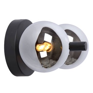 Lucide Wandlamp Tycho, 2-lamps, zwart/rookgrijs
