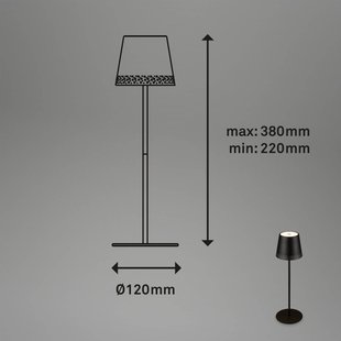 Briloner Kiki LED tafellamp, zwart, IP44, 3.000K