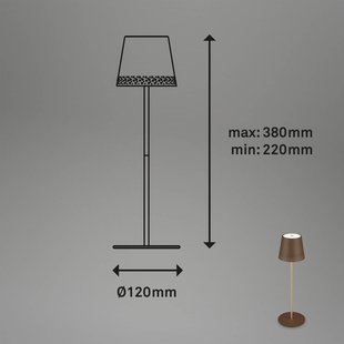 Briloner Kiki LED tafellamp, bruin/goud, IP44, 3.000K