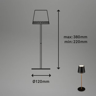 Briloner Kiki LED tafellamp, zwart/goud, IP44, 3.000K