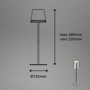 Briloner Kiki LED tafellamp, antiek zilver, IP44, 3.000K