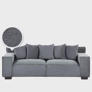 Beliani - VISKAN - Driezitsbank - Donkergrijs - Corduroy