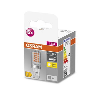 OSRAM Base PIN LED stiftlamp G9 4,2W 470lm per 5 OSRAM Base PIN LED stiftlamp G9 4,2W 470lm per 5