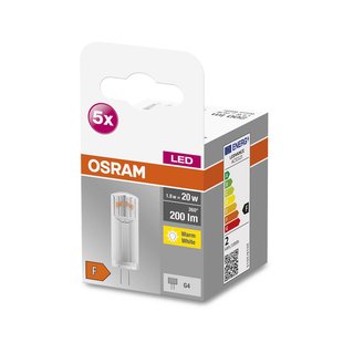 OSRAM Base PIN LED stiftlamp G4 1,8 W 200 lm 5 stuks
