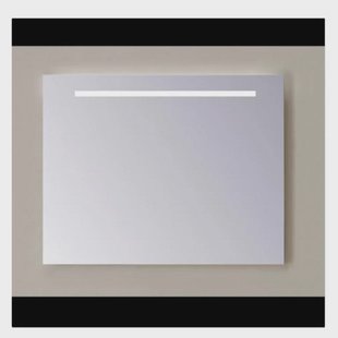 Spiegel Sanicare Q-Mirrors 90x60 cm PP-Geslepen Vierkant Met Boven & Onder Gezandstraalde Strook LED Warm White incl. ophangmateriaal Zonder Schakelaar