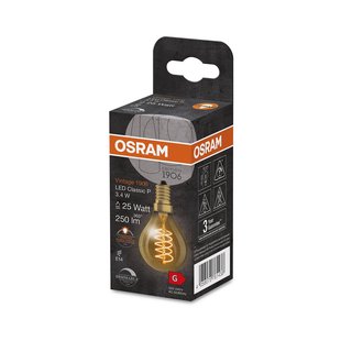 OSRAM 1906 E14 3,4W LED druppel 822 goud dimbaar
