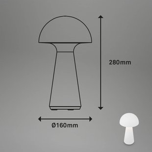 Briloner Fungo LED tafellamp, oplaadbaar, wit Briloner Fungo LED tafellamp, oplaadbaar, wit