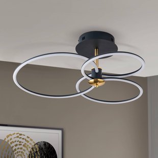 ORION LED plafondlamp Charlotte, 3 ringen, zwart/goud