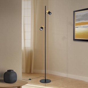 ORION Kevin vloerlamp, 2-lamps, zwart/goud