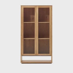 Kave Home - Alguema vitrinekast in eiken fineer met natuurlijke