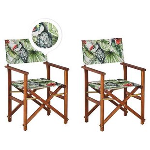 Beliani - CINE - Tuinstoel set van 2 - Groen|Wit|Toekan - Polyester Beliani - CINE - Tuinstoel set van 2 - Groen|Wit|Toekan - Polyester