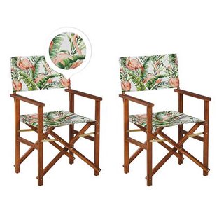 Beliani-CINE -Tuinstoel set van 2-Groen|Roze|Flamingo-Polyester Beliani-CINE -Tuinstoel set van 2-Groen|Roze|Flamingo-Polyester