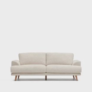 Kave Home - Karin 2-zitsbank in wit met massief beukenhouten poten,