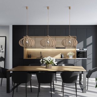 Nowodvorski Lighting Hanglamp Ika ID met houten lamellen kap Ø51cm