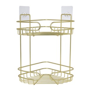 Badkamerrek hoek dubbel - goudkleurig - 21.5x21.5x34 cm