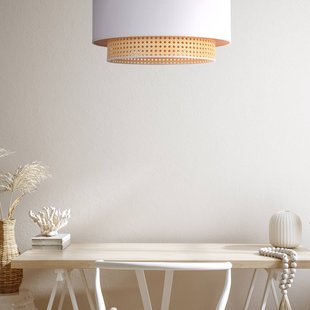 Duolla Plafondlamp Boho, Ø 45 cm, crème-wit/rotan