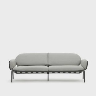 Kave Home - Joncols 3 zits buitenbank in aluminium met grijs gelakte