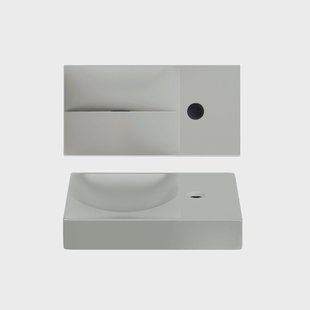 Clou Vale Fontein Met Kraangat Rechts Met Geïntegreerde Afvoer Mat Grijs Keramiek 38 cm