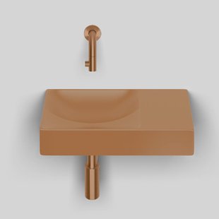 Clou Vale Fontein Zonder Kraangat Rechts Met Geintegreerde Afvoer Mat Italiaans Zand Keramiek 38 cm