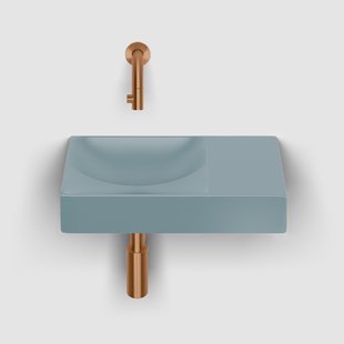 Clou Vale Fontein Zonder Kraangat Rechts Met Geintegreerde Afvoer Mat Blauw Keramiek 38 cm