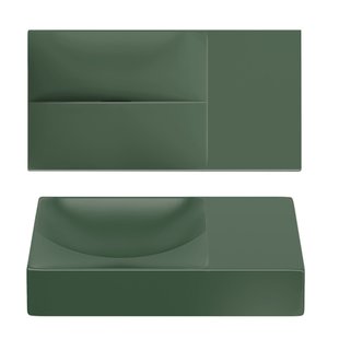 Clou Vale Fontein Zonder Kraangat Rechts Met Geintegreerde Afvoer Mat Pijnboom Groen Keramiek 38 cm