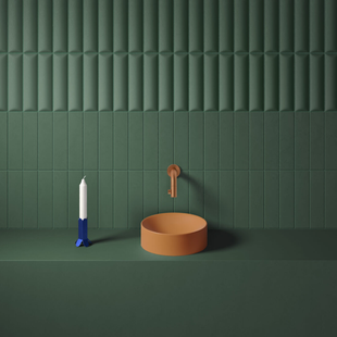 Clou Vale Rond Fontein Zonder Kranenbank Met Geïntegreerde Afvoer Mat Italiaans Zand Keramiek 22 cm