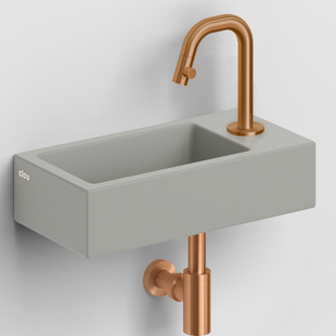 Clou Flush 3 Fontein Met Kraangat Rechts Mat Grijs Keramiek 36 cm