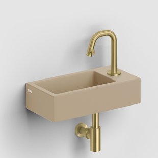 Clou Flush 3 Fontein Met Kraangat Rechts Mat Mosterd Keramiek 36 cm