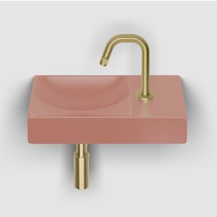 Clou Flush 3 Fontein Met Kraangat Rechts Mat Roze Keramiek 36 cm