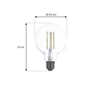 LUUMR LED lamp, E27 G95 7W, slim, helder